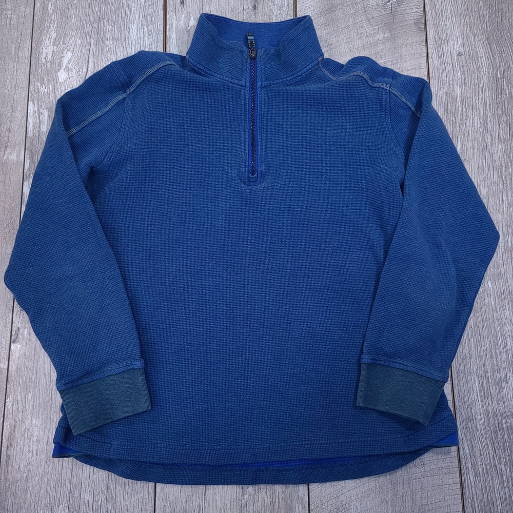Robert Graham Pullover Mens Medium Blue Waffle Knit Quarter Zip Classic Fit